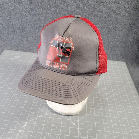Metallica Kill Em All Hat Snap Back Mens One Size Gray Red Trucker Bio-Domes Cap